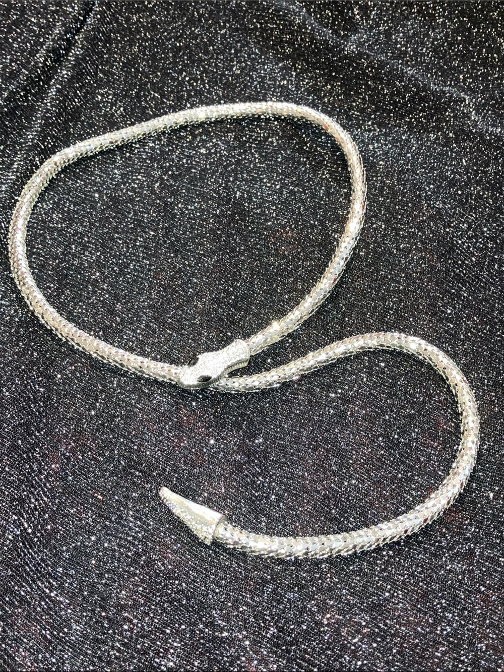 3/$50 Snake Magnetic Adjustable Necklace in Silver Tone with Rhinestones